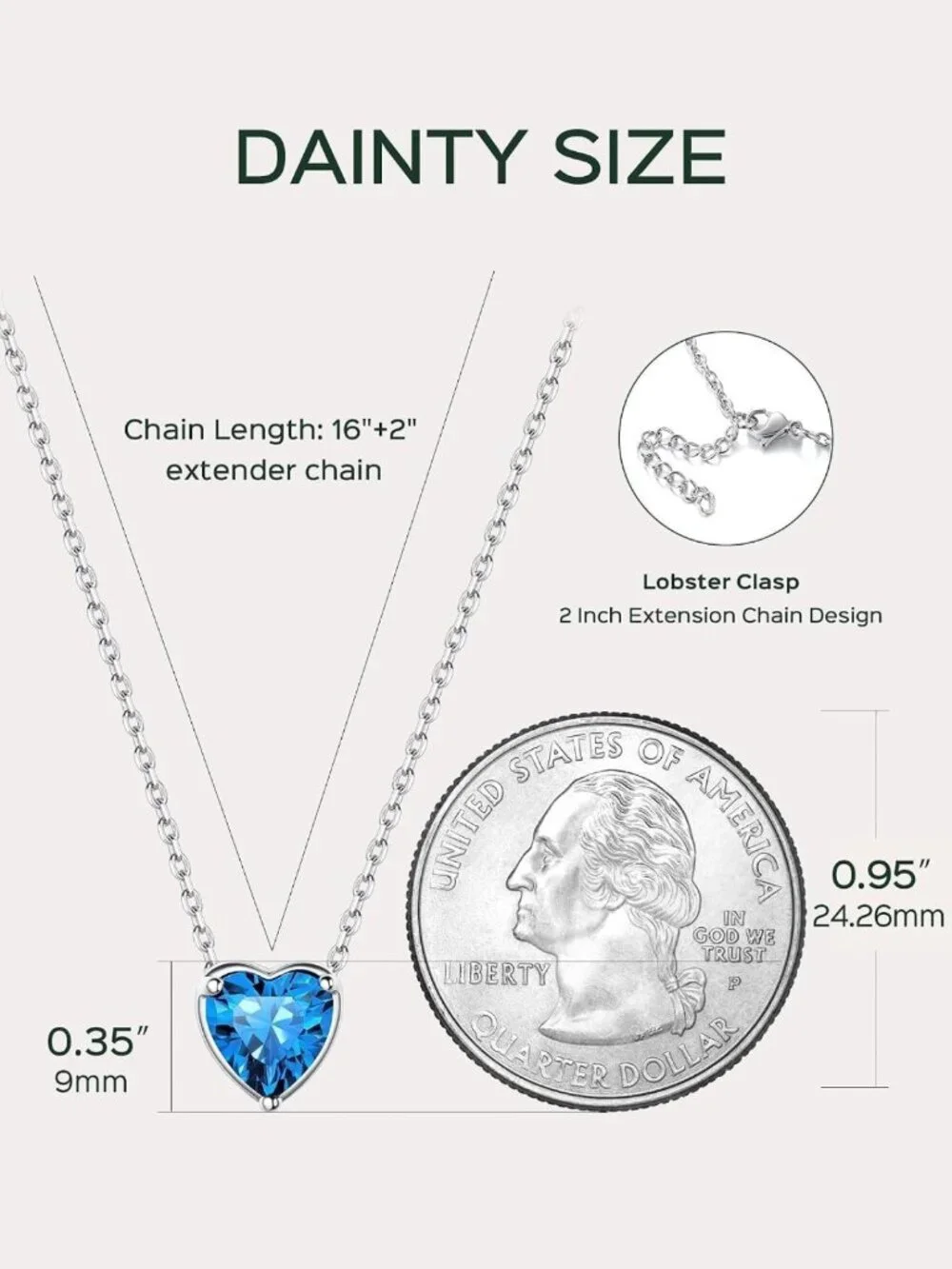925 Sterling Silver Birthstone Pendant Necklace, 16